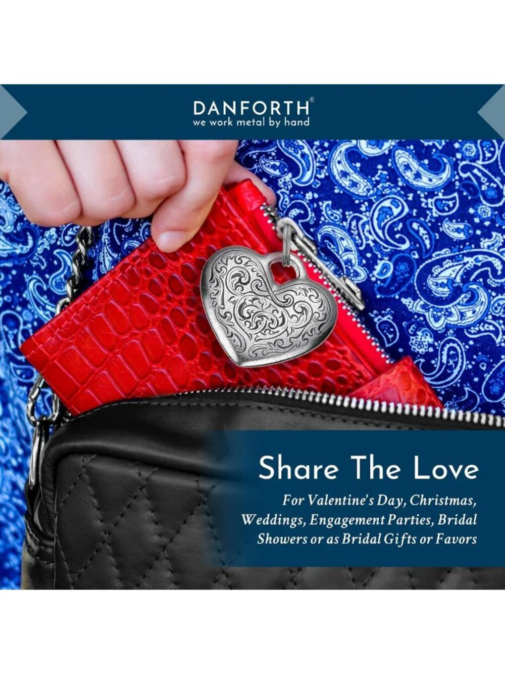 Handcrafted Pewter Heart Keychain | Unique Gift, Stylish Keyring, Made in USA